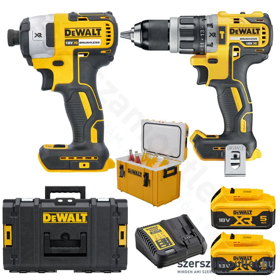 DEWALT DCK266P2C-XK Akkus szénkefementes gépszett kofferben + hűtőládával (2x5,0Ah/18V)