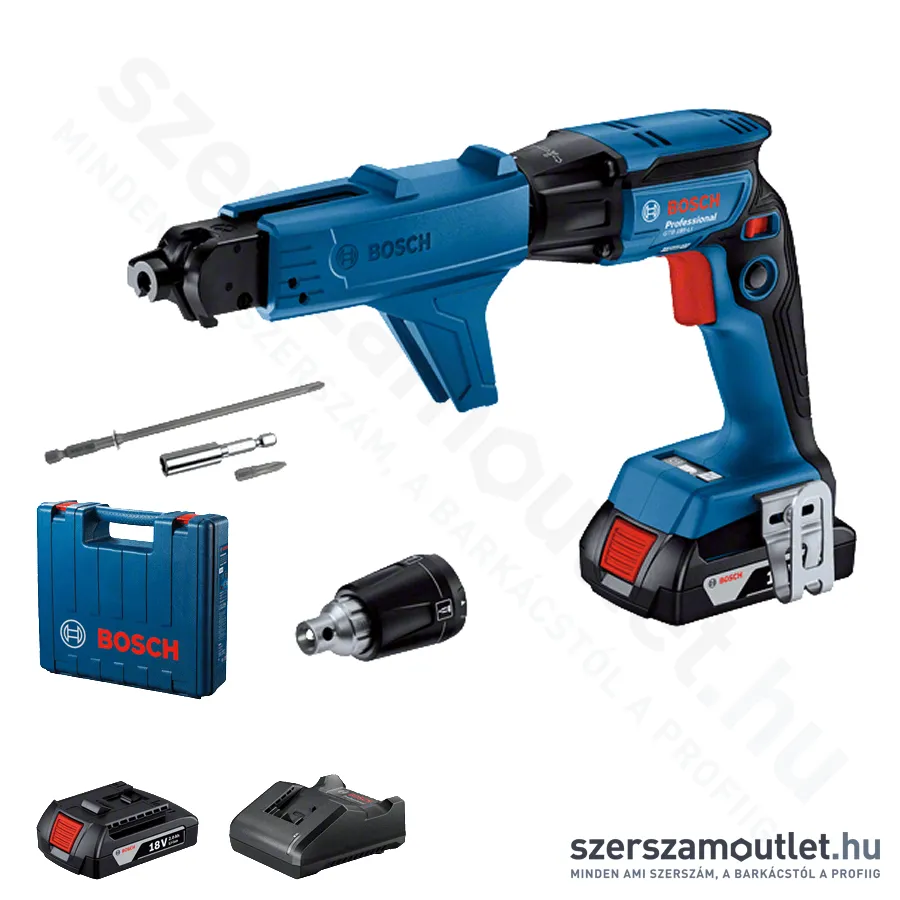 BOSCH GTB 185-LI Akkus szárazépítési csavarbehajtó + Társzerkezet kofferben (18V/2x2.0Ah)