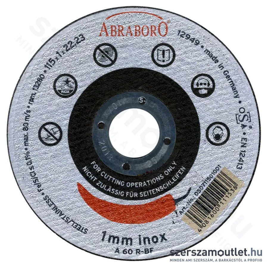 ABRABORO Chili INOX fémvágó korong 115x1x22mm (050711501001)