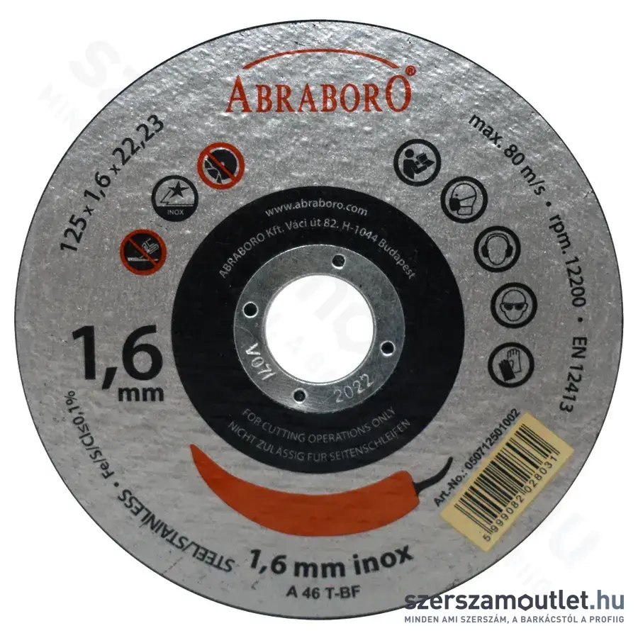 ABRABORO Chili fémvágó korong 230x2x22,23mm (050723001002)