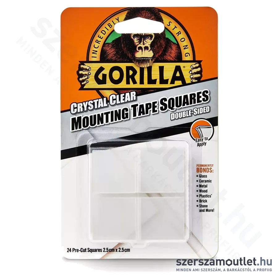 GORILLA MOUNTING CLEAR TAPE SQUARES Kristálytiszta kétoldalas ragasztószalag 2,5x2,5cm (3044110)