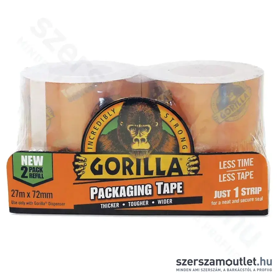GORILLA Packaging Tape Utántöltő csomagolószalag, extra erős 27m x72mm (2db) (3044820)