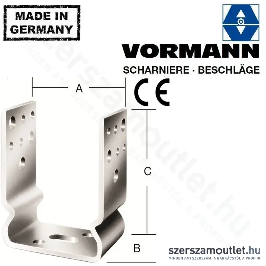 VORMANN Oszloptalp fúrható erősített 91x60x125mm