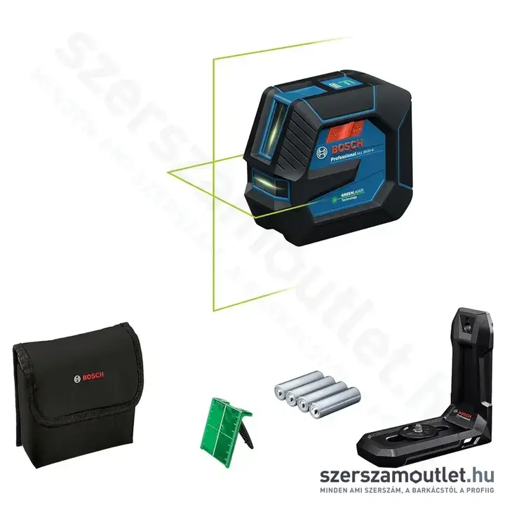 BOSCH GLL 20-22 G Professional Vonallézer zöld, 500-540Nm, 20m, IP65, 1/4", 3,7V (0601065600)