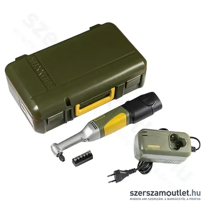 PROXXON LWB/A Akkus, hosszú nyakú, sarokfúró gép (2,6Ah/10,8V) + befogópatron 1-3,2mm