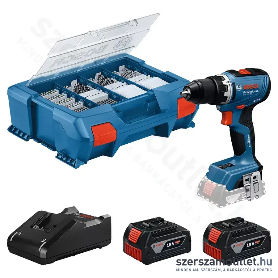 BOSCH GSR 18V-65 Professional Akkus szénkefementes fúrócsavarozó 31/63Nm, 1,5-13mm (2x4,0Ah/18V)