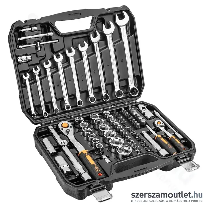 NEO TOOLS Dugókulcs -és szerszámkészlet 1/4"-1/2", 82db-os
