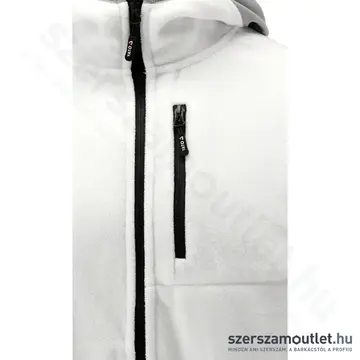 YATO Polár pulóver, kapucnis, cipzáras, XL-es (Fehér/Szürke)