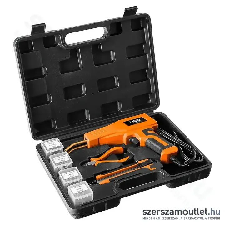 NEO TOOLS Műanyag forrasztó/hegesztő pisztoly készlet 50W/230V + kapocs 200db