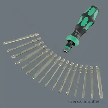 WERA Kraftform Kompakt 60 RA-R 1 Hosszított, racsnis bitkészlet markolattal, PH/PZ/TX/HX/SL, 17db-os