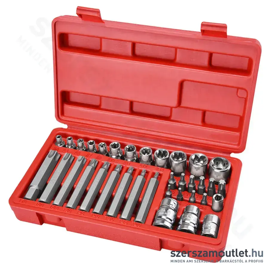 EXTOL Torx dugókulcs és bit készlet 35 részes (1/4"-3/8")