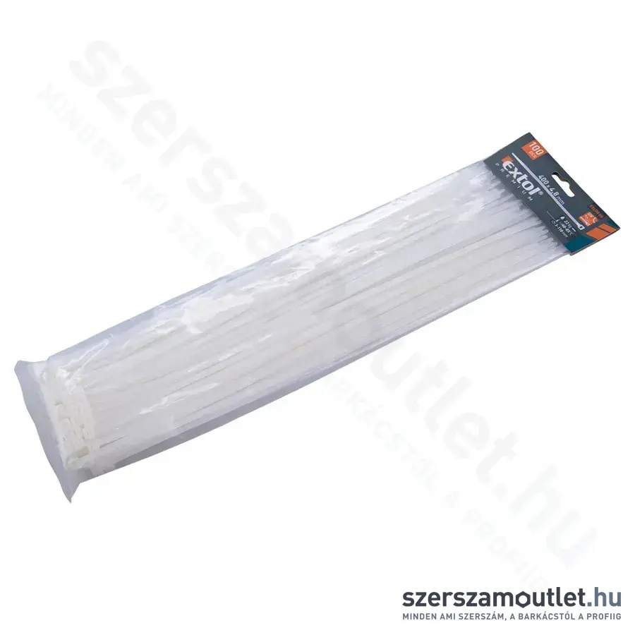 EXTOL Kábelkötegelő, fehér 4,8x400mm (100db)