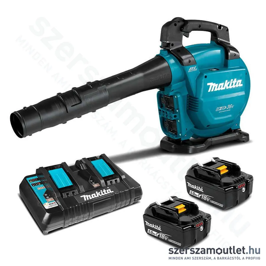 MAKITA DUB363PT2V Szénkefementes akkus Szívó-fúvó (18V) (2x5.0Ah+dupla töltő)