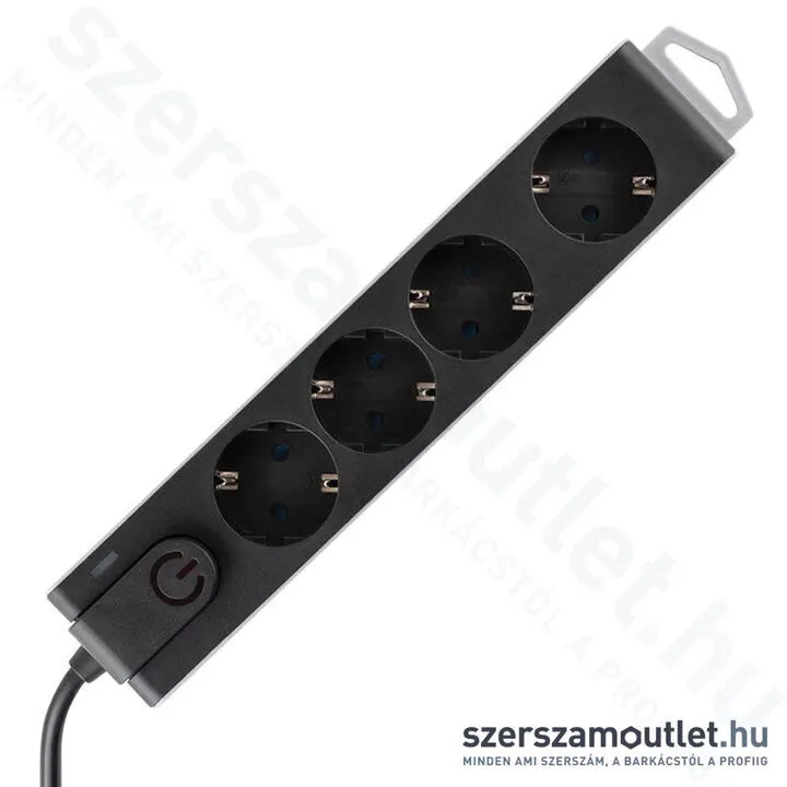 SOMOGYI Túlfeszültségvédett hálózati elosztó 4 aljzat, 1,5m (3x1,0mm) (NVT 4K/BK)