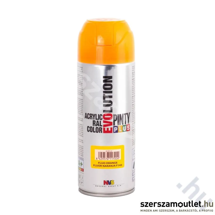 PINTY PLUS F143 EVO Akril spray 400ml, RAL 2005 (Világító narancssárga/Luminous orange) (158)