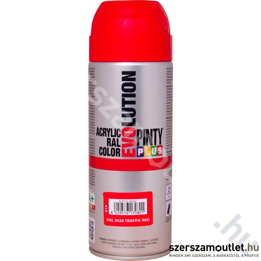 PINTY PLUS EVO Akril spray 400ml, RAL 3020 (Közlekedési piros/Traffic red) (614)