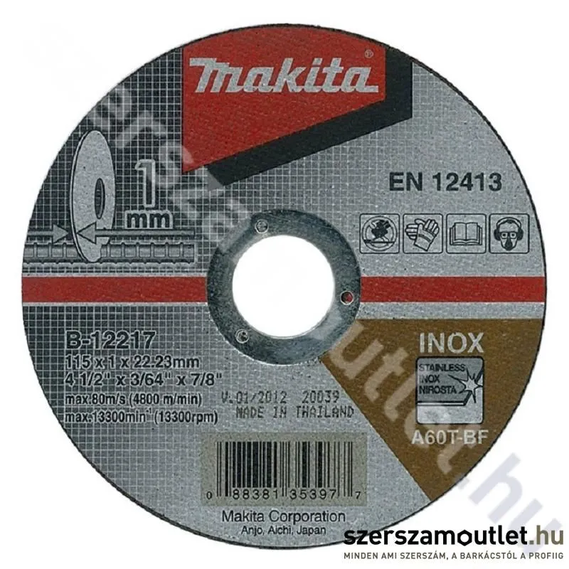 MAKITA Vágókorong 115x1,0mm Inox (B-12217)