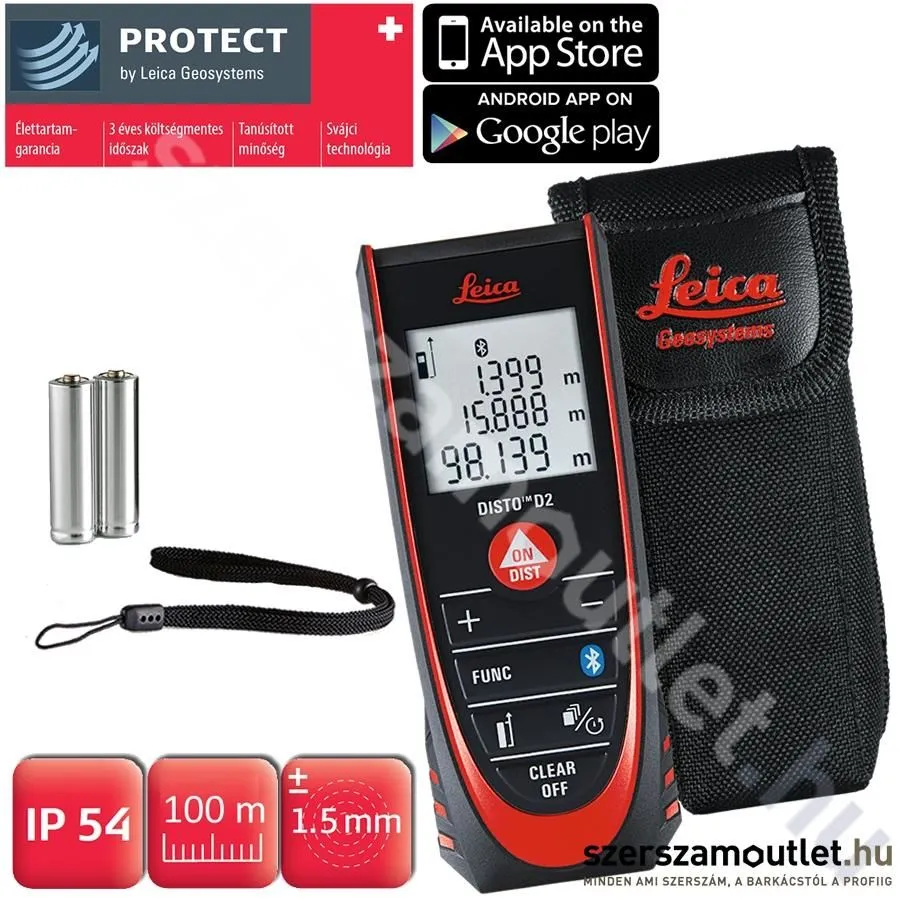 LEICA DISTO D2 Lézeres Bluetooth Smart távolságmérő (100m)